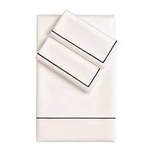 Biancoperla Set copripiumino BACCHETTA in cotone satinato bianco