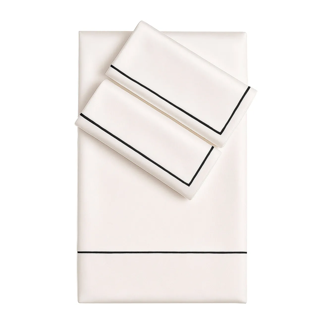 Biancoperla Set copripiumino BACCHETTA in cotone satinato bianco