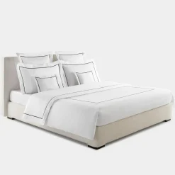 Biancoperla Set copripiumino BACCHETTA in cotone satinato bianco