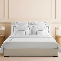 Biancoperla Set copripiumino BACCHETTA in cotone satinato bianco