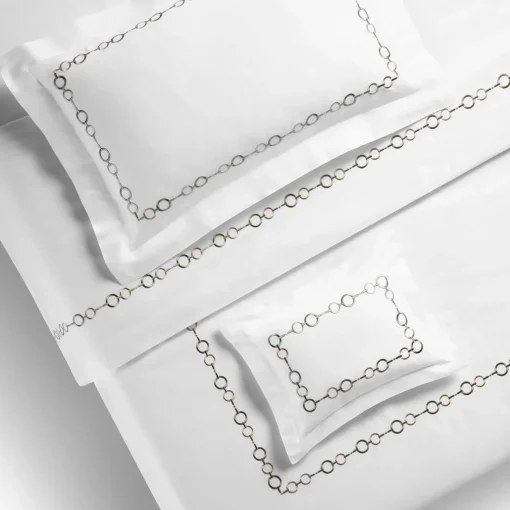 Biancoperla Set copripiumino ricamato Recoleta in Cotone Satinato Bianco
