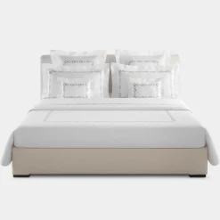 Biancoperla Set copripiumino ricamato Recoleta in Cotone Satinato Bianco