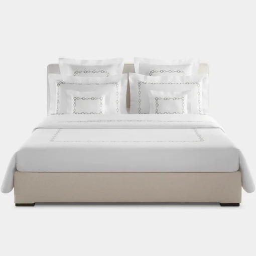 Biancoperla Set copripiumino ricamato Recoleta in Cotone Satinato Bianco