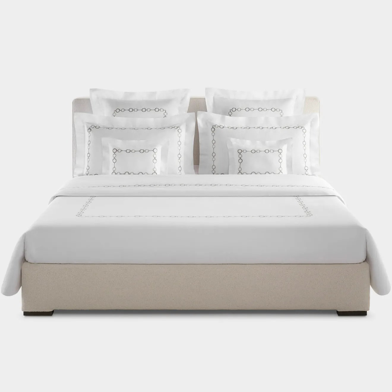 Biancoperla Set copripiumino ricamato Recoleta in Cotone Satinato Bianco