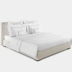 Biancoperla Set copripiumino ricamato Recoleta in Cotone Satinato Bianco
