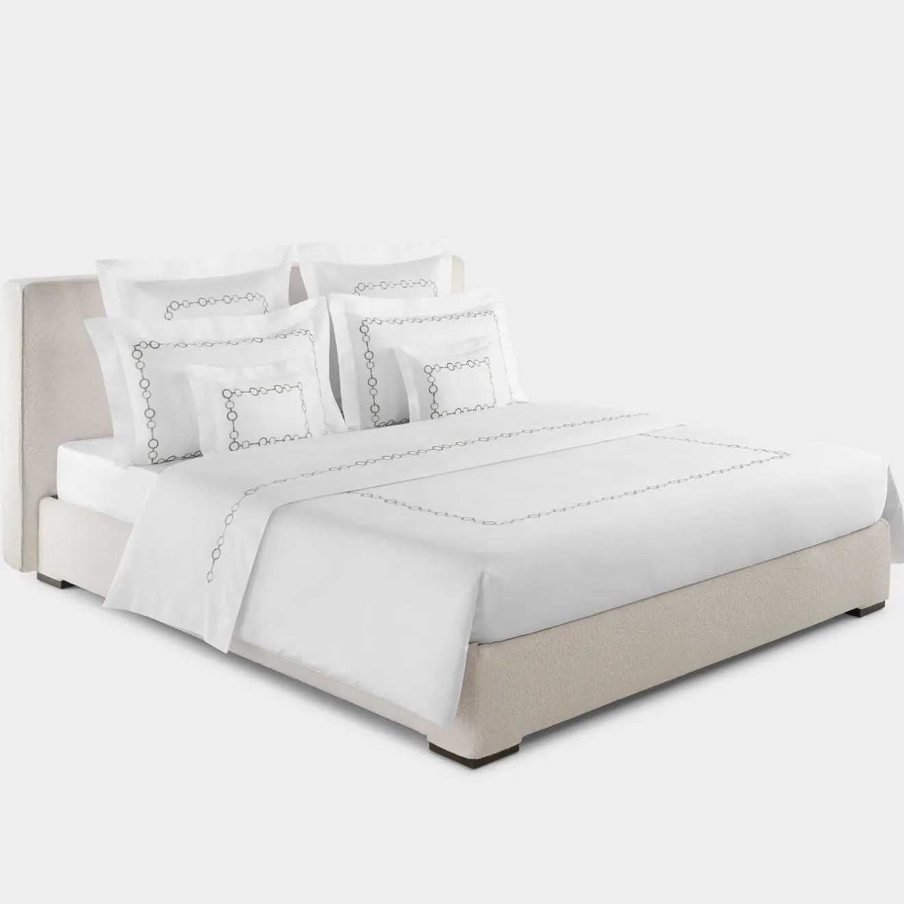 Biancoperla Set copripiumino ricamato Recoleta in Cotone Satinato Bianco