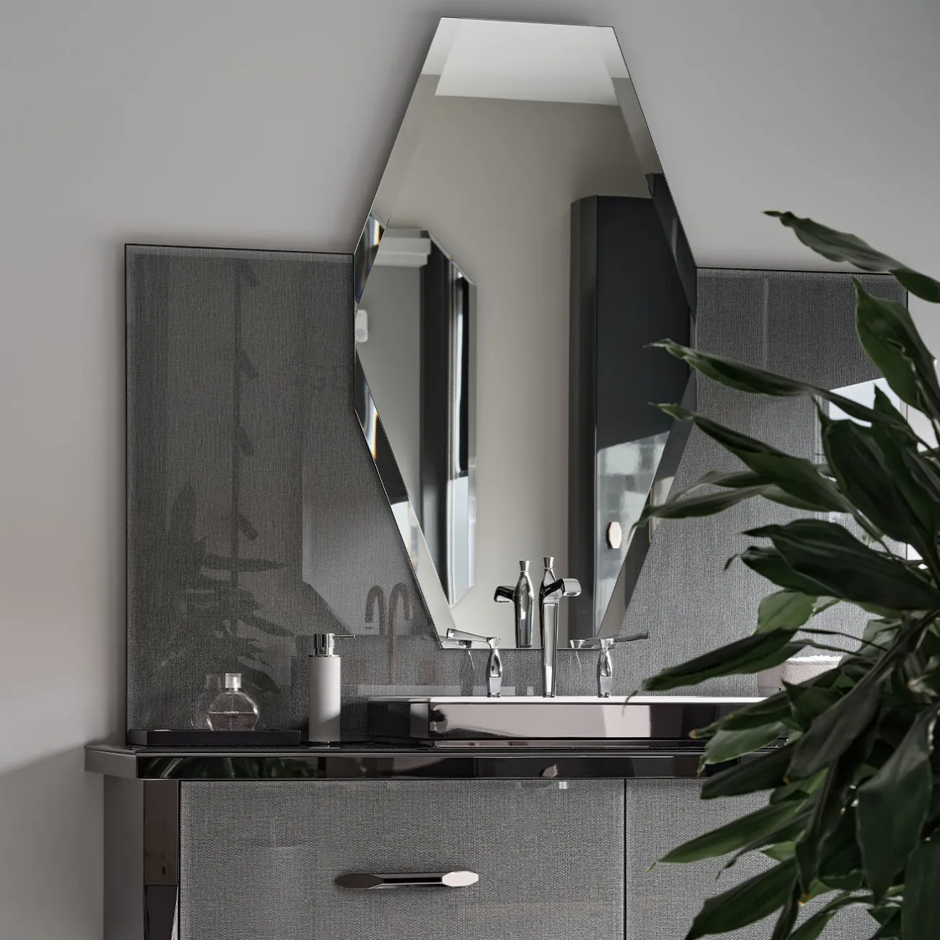 ADJ Style Set da bagno 4 pezzi in pelle Oyster