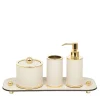 Pinetti Set da bagno Olimpia 4 pezzi rotondo in pelle oro/beige