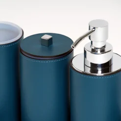 Pinetti Set da bagno rotondo in pelle blu Poseidon