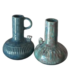 Metakeramos Set di 2 Anfore Eco Abitato in Ceramica Azzurra della Collezione Micromondo