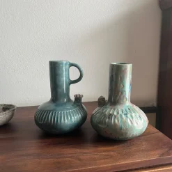 Metakeramos Set di 2 Anfore Eco Abitato in Ceramica Azzurra della Collezione Micromondo