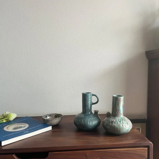 Metakeramos Set di 2 Anfore Eco Abitato in Ceramica Azzurra della Collezione Micromondo