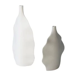 Lineasette Set di 2 bottiglie decorative in ceramica a onde marine