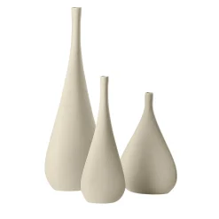 Lineasette Set di 3 bottiglie decorative a goccia Kaolin
