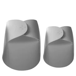 Tonucci Collection Set di 2 cestini Bloom in pelle grigio chiaro di Viola Tonucci