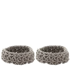 Rosanna Contadini Set di 2 cestini grigi Ricami #1 di