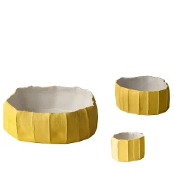 Paola Paronetto Set di 3 Ciotole Ninfea Low Corteccia C/11Giallo Sole