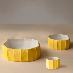 Paola Paronetto Set di 3 Ciotole Ninfea Low Corteccia C/11Giallo Sole