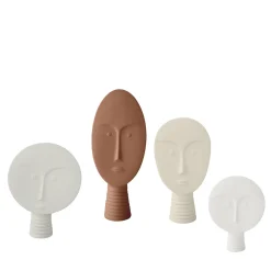 Lineasette Set di 4 maschere decorative bianche e marroni