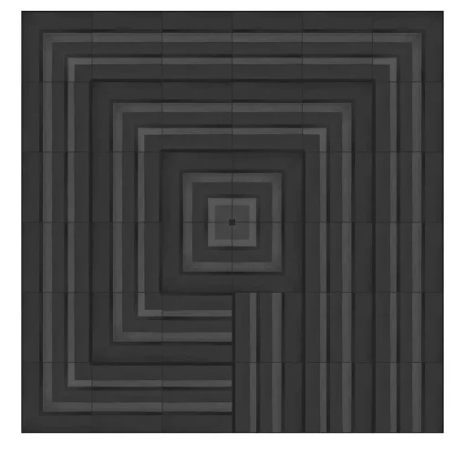 Francesco De Maio Set Di 36 Piastrelle Geometrie D’Ombra In Ceramica Nero Carbone Composizione Motivo A Linee E Quadrato