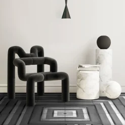 Francesco De Maio Set Di 36 Piastrelle Geometrie D’Ombra In Ceramica Nero Carbone Composizione Motivo A Linee E Quadrato