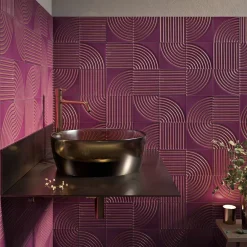 Ma.Vi. Ceramica Set di 44 piastrelle Solchi Tattile Lines Plum