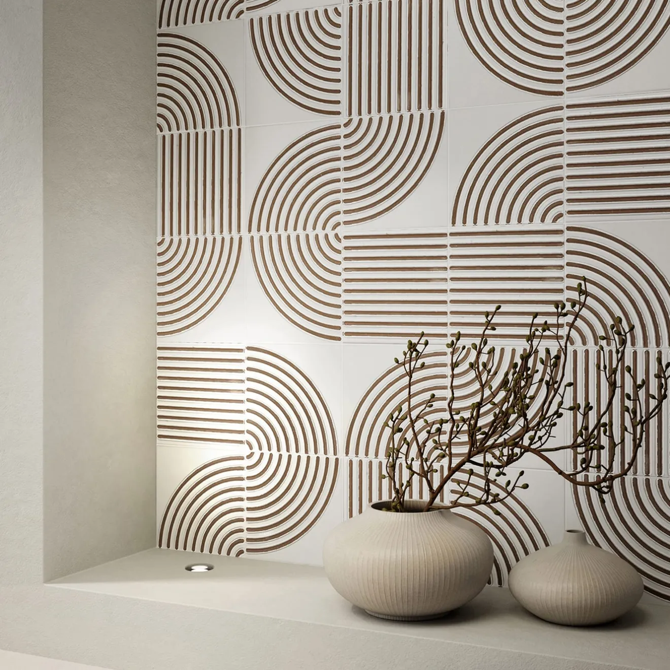 Ma.Vi. Ceramica Set di 44 piastrelle Solchi Tattile Angolo Bianco