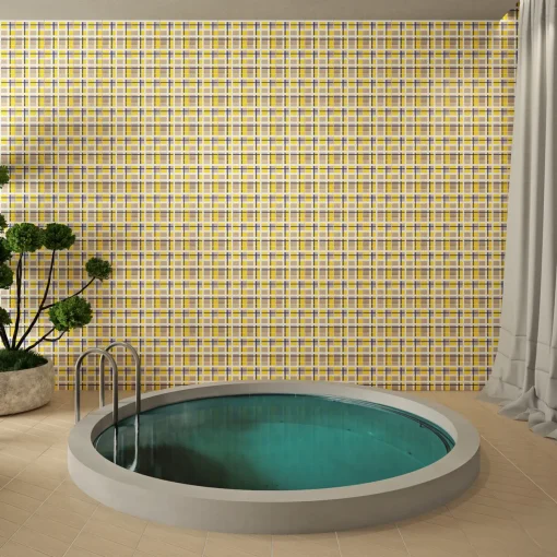 Ma.Vi. Ceramica Set Di 25 Piastrelle Tartan Giallo Tipo 1