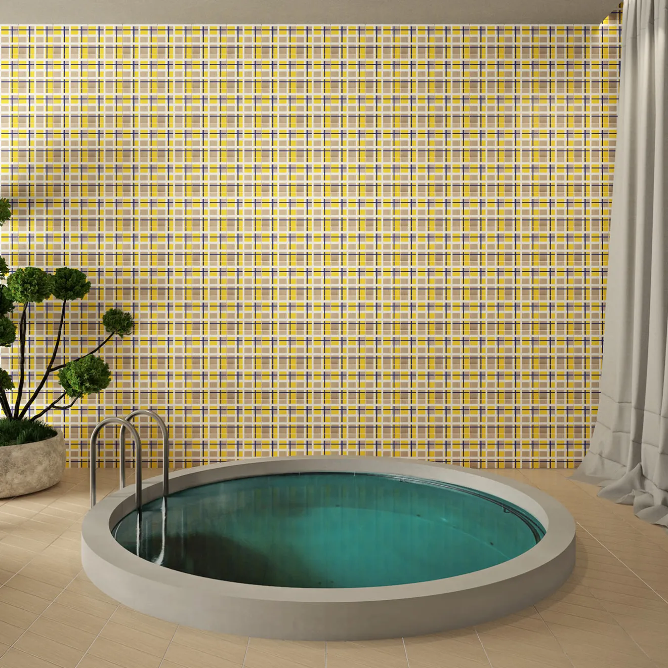 Ma.Vi. Ceramica Set Di 25 Piastrelle Tartan Giallo Tipo 1