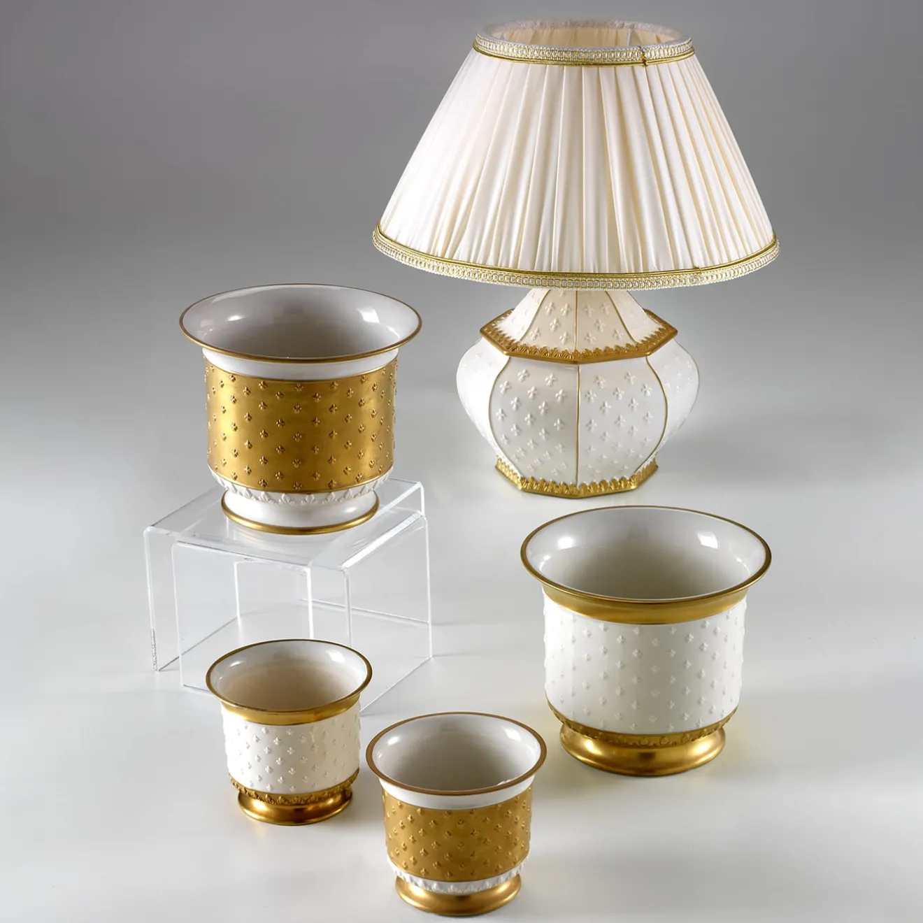 Cattin Porcellane Set di 2 piccole cachepot Giglio