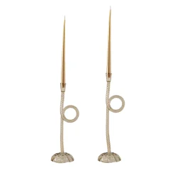 Aina Kari Set di 2 portacandele Knot in vetro di Murano Champagne