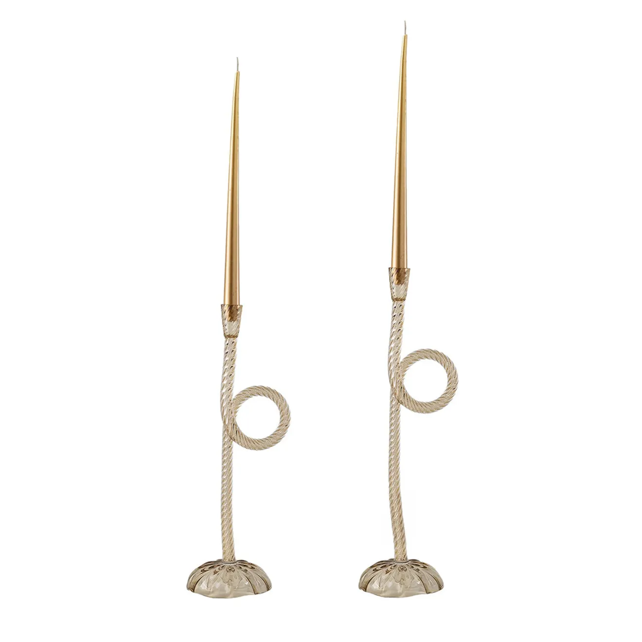 Aina Kari Set di 2 portacandele Knot in vetro di Murano Champagne