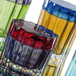 Creart Set di 2 scatole di vetro viola con coperchio