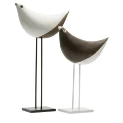 Bitossi Ceramiche Set di 2 uccelli bianchi e neri scultura di Aldo Londi