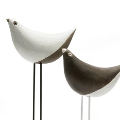 Bitossi Ceramiche Set di 2 uccelli bianchi e neri scultura di Aldo Londi