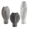 Lineasette Set di 3 vasi Moai bianchi e grigi