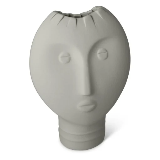 Lineasette Set di 3 vasi Moai bianchi e grigi