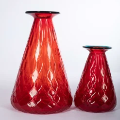 Officine di Murano 1295 Set di 2 vasi rossi conici Balloton