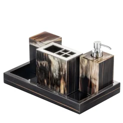 Arcahorn Set di accessori da bagno e vassoio in ebano