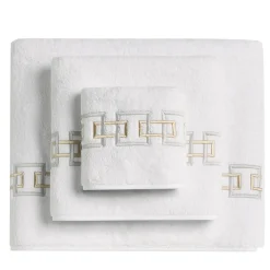 Biancoperla Set di Asciugamani Ricamati QENA in Cotone Spugna Bianco