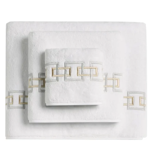 Biancoperla Set di Asciugamani Ricamati QENA in Cotone Spugna Bianco