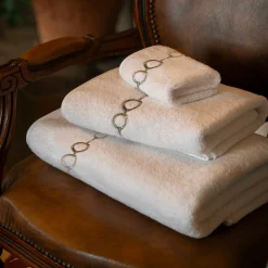 Biancoperla Set di asciugamani ricamati Recoleta in Cotone Spugna Bianco