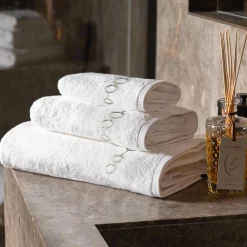Biancoperla Set di asciugamani ricamati Recoleta in Cotone Spugna Bianco