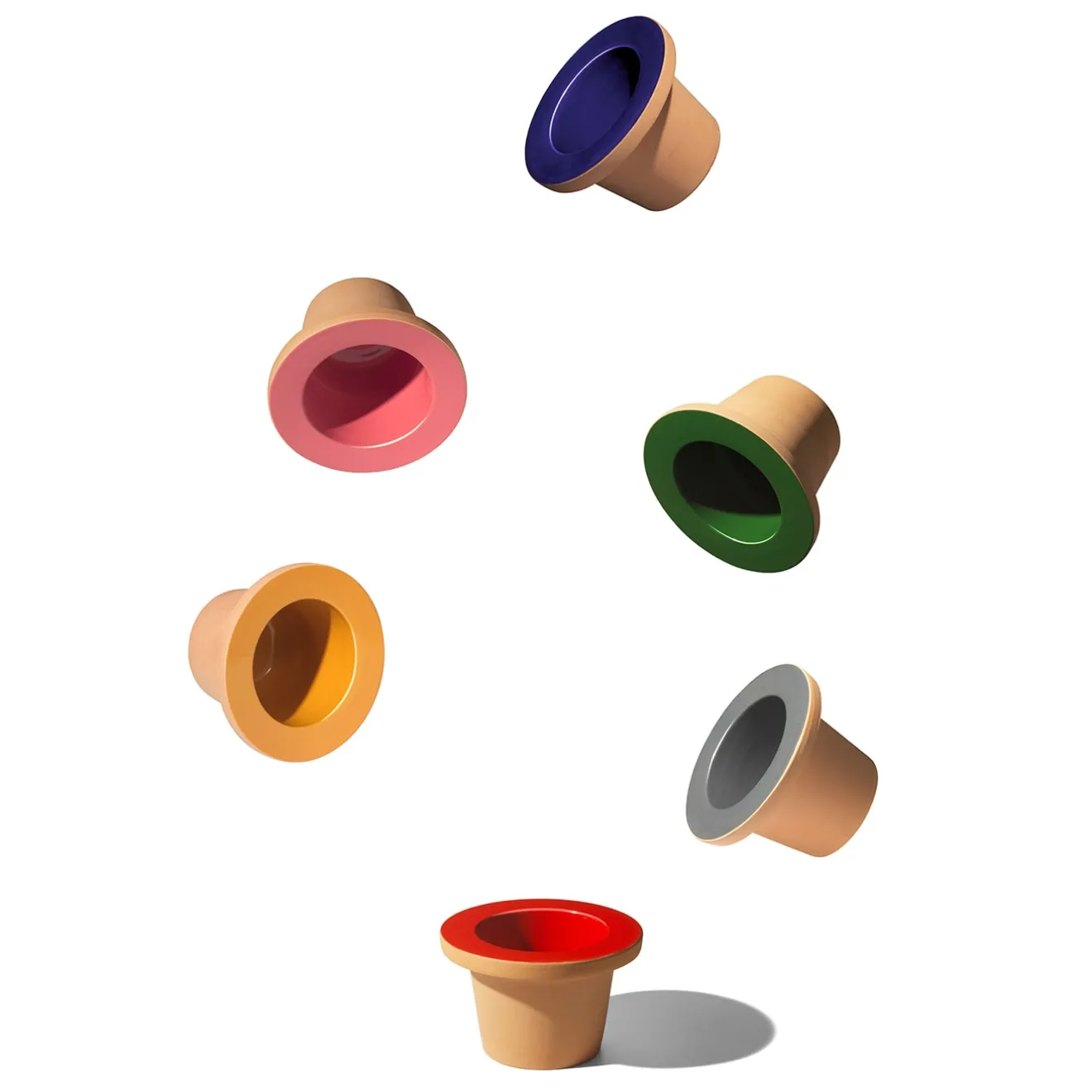 Internoitaliano Set di due cachepot Pofi rosso e blu