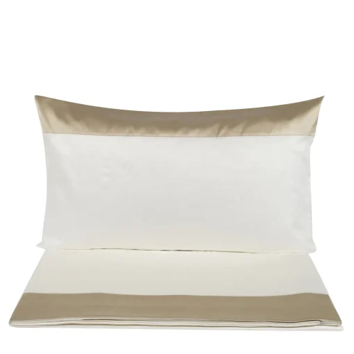 Mastro Raphael Set di lenzuola e due federe in raso di cotone beige Tivoli