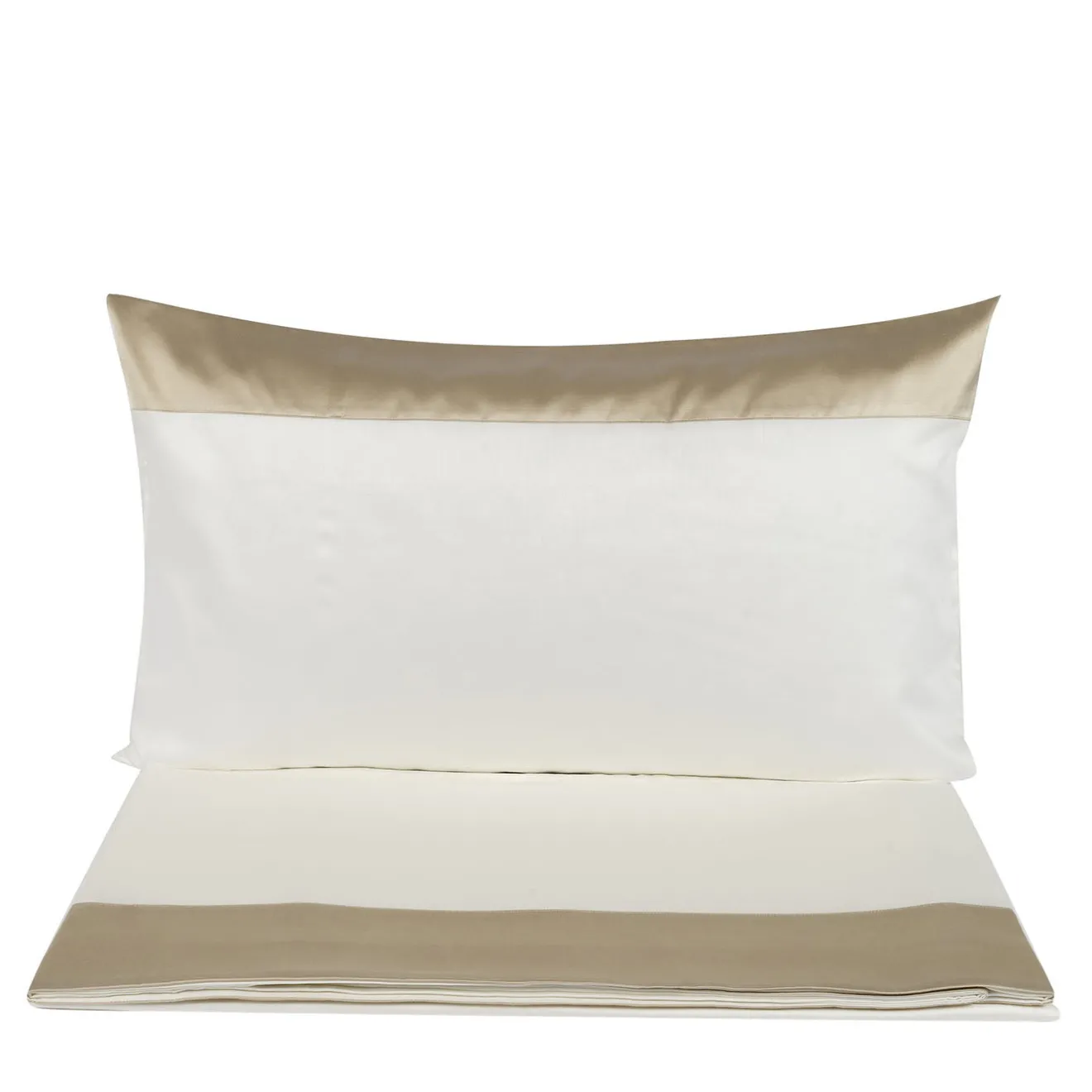 Mastro Raphael Set di lenzuola e due federe in raso di cotone beige Tivoli