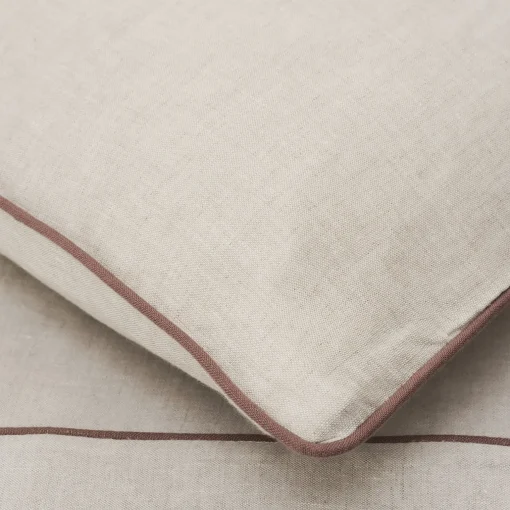 Once Milano Set di lino naturale Summer Bed con profili rosa vintage