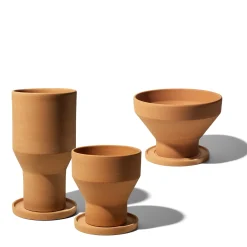 Internoitaliano Set di vasi e sottovasi per piante in terracotta Mira
