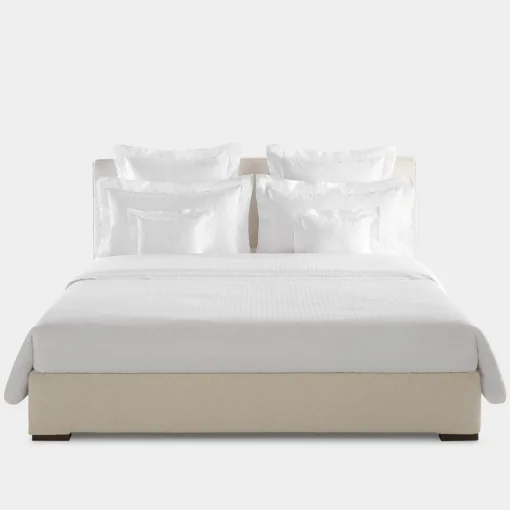 Biancoperla Set lenzuola Komodo in raso di cotone jacquard bianco
