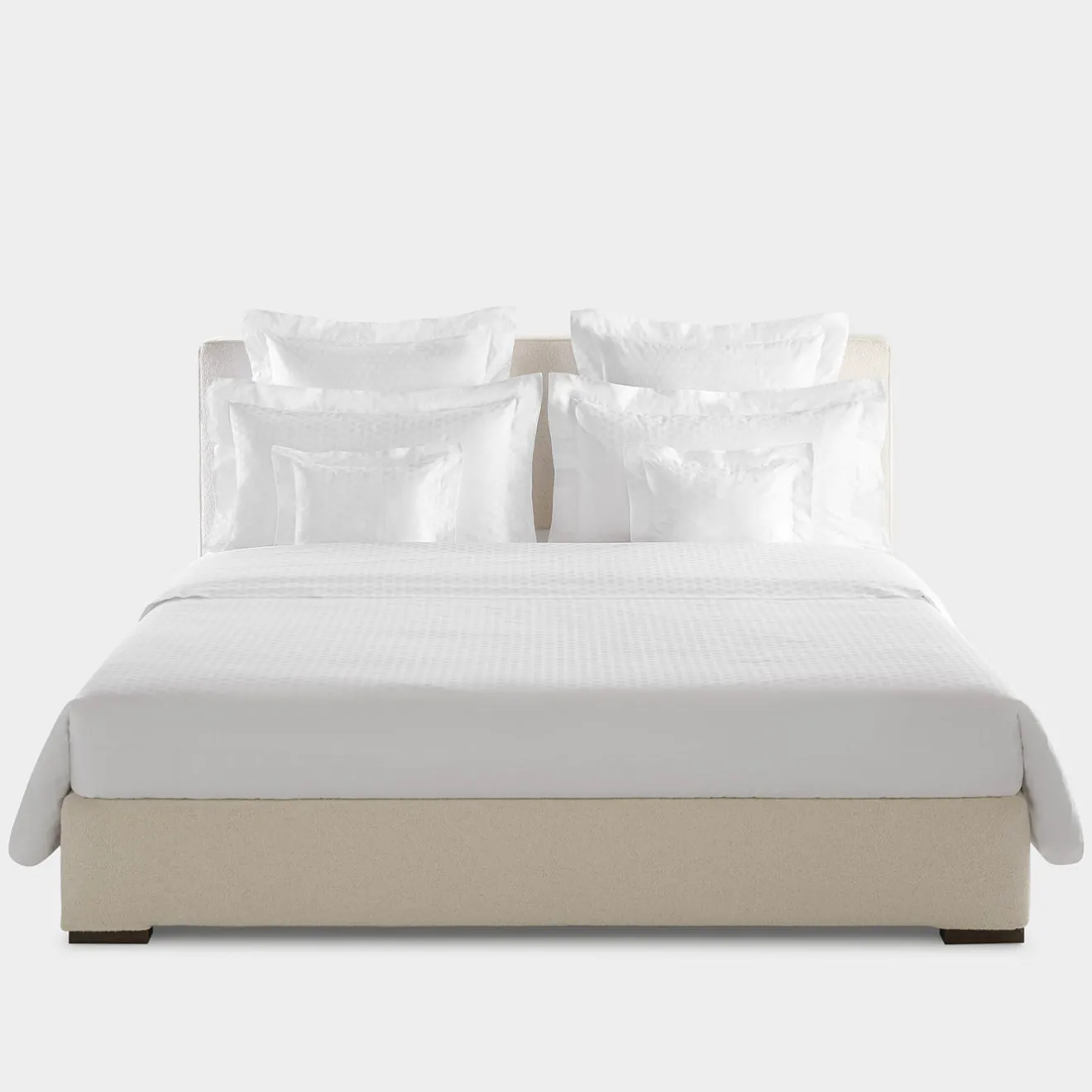 Biancoperla Set lenzuola Komodo in raso di cotone jacquard bianco